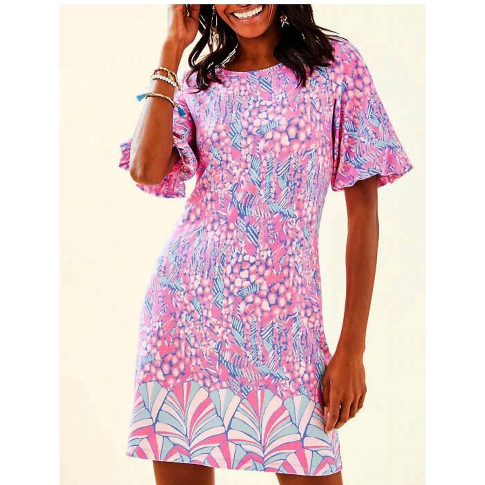 Lilly Pulitzer Britton Dress Pink Sorbet High Altitude Engineered Dress Sz Small - Picture 2 of 10